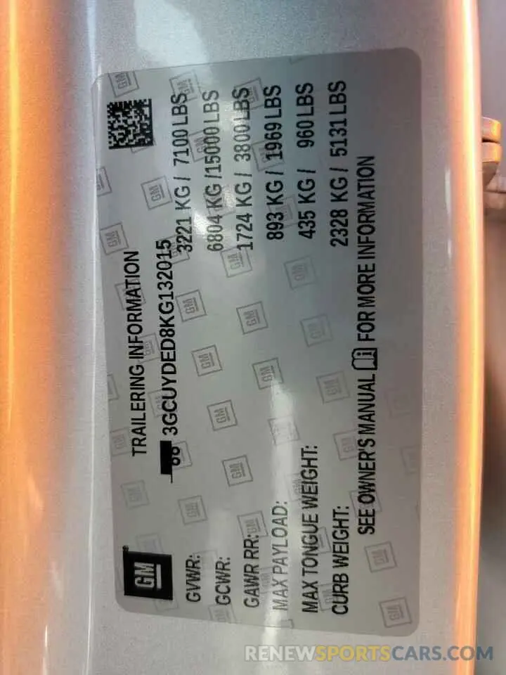13 fotografías del automóvil dañado 3GCUYDED8KG132015 CHEVROLET ALL Models 2019