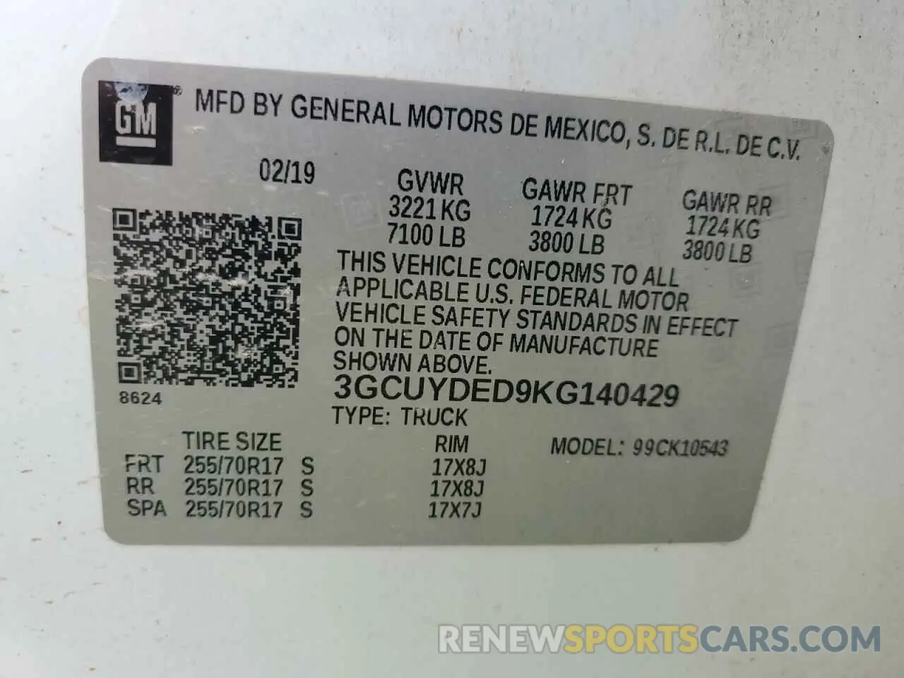 12 fotografías del automóvil dañado 3GCUYDED9KG140429 CHEVROLET ALL Models 2019