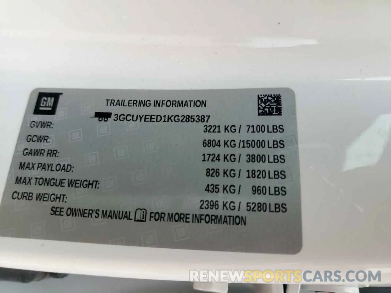 12 fotografías del automóvil dañado 3GCUYEED1KG285387 CHEVROLET ALL Models 2019