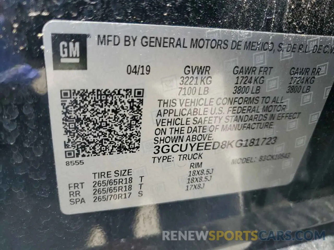 12 fotografías del automóvil dañado 3GCUYEED8KG181723 CHEVROLET ALL Models 2019