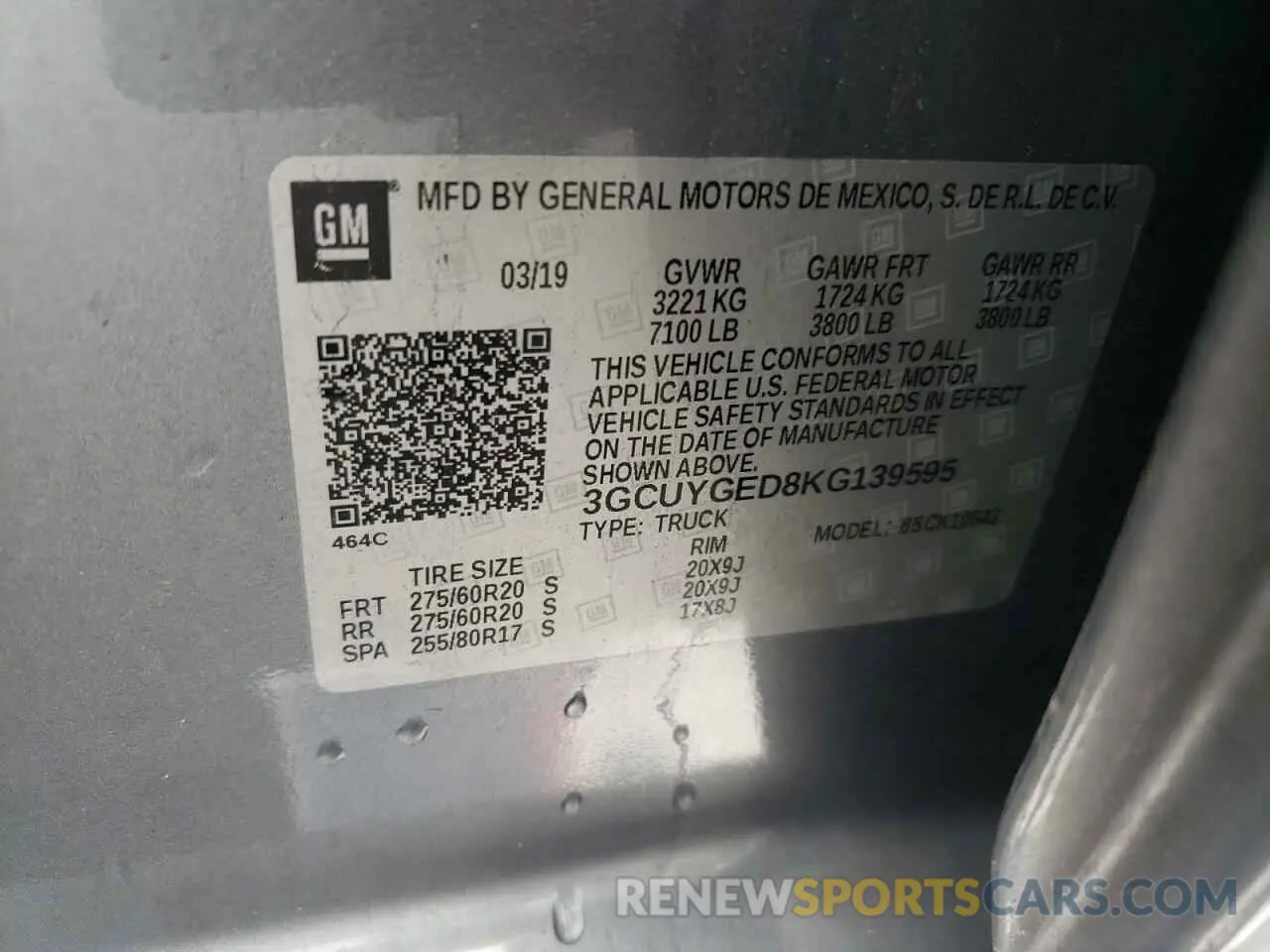 12 fotografías del automóvil dañado 3GCUYGED8KG139595 CHEVROLET ALL Models 2019