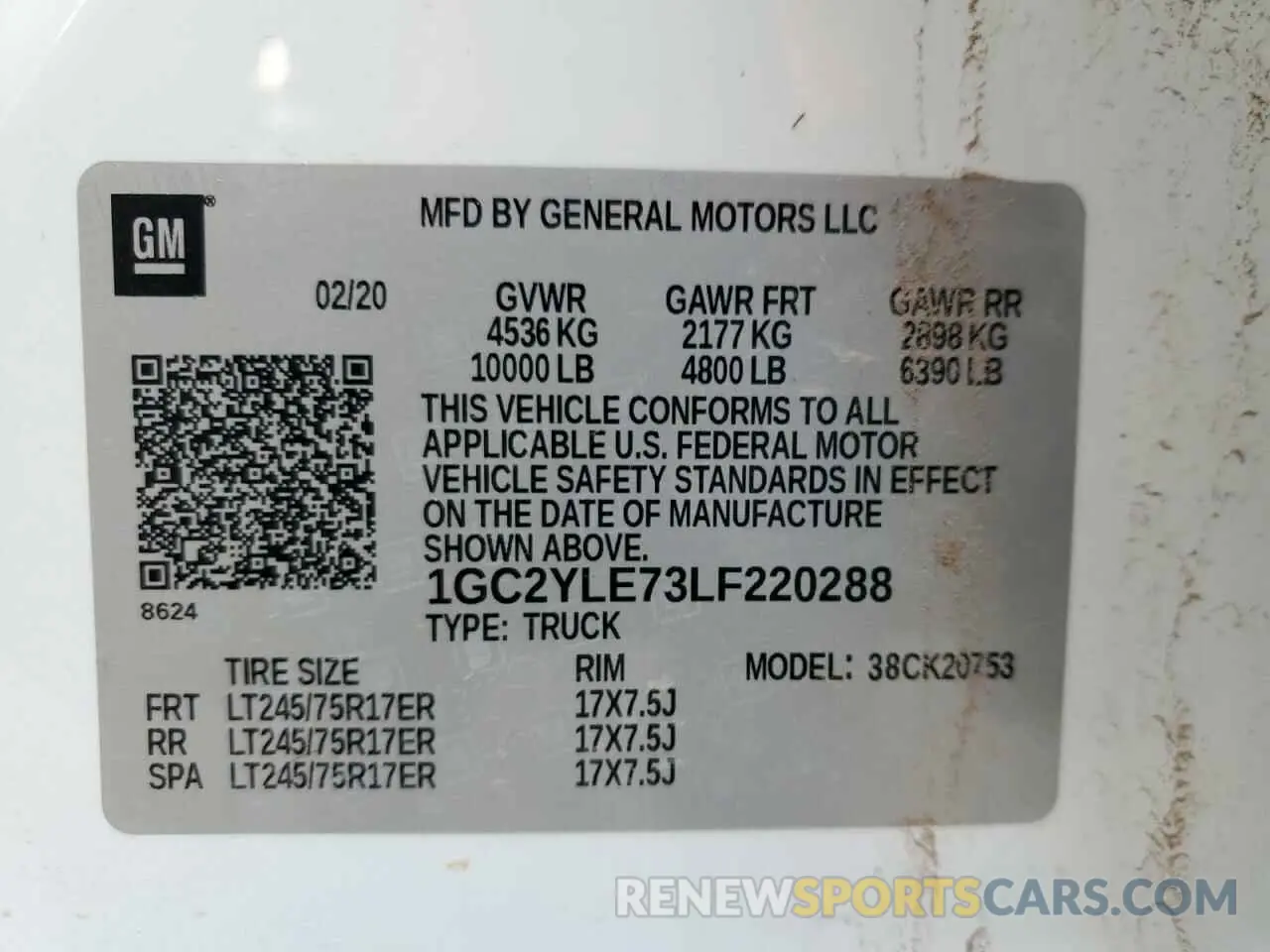 12 fotografías del automóvil dañado 1GC2YLE73LF220288 CHEVROLET ALL Models 2020