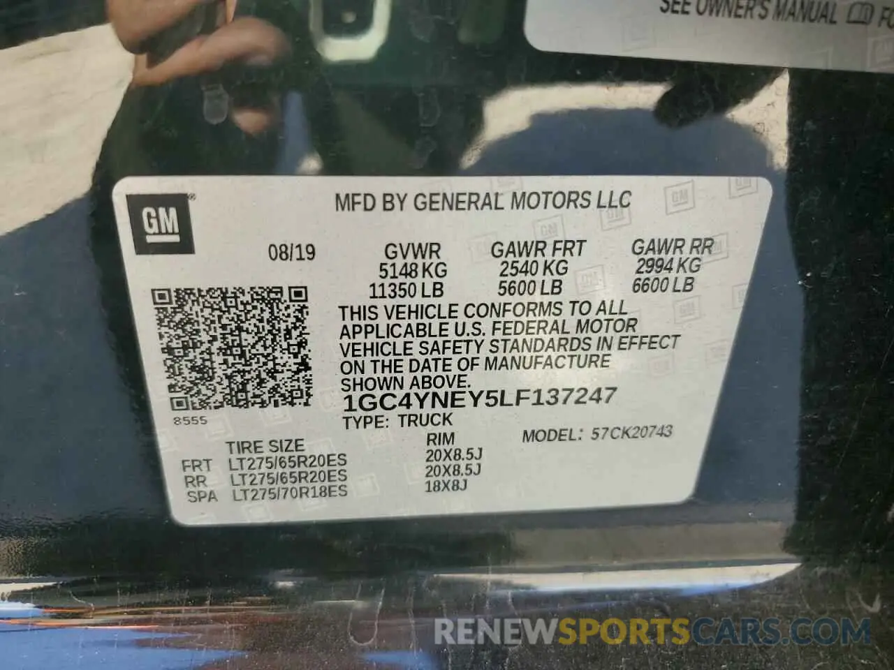 12 fotografías del automóvil dañado 1GC4YNEY5LF137247 CHEVROLET ALL Models 2020