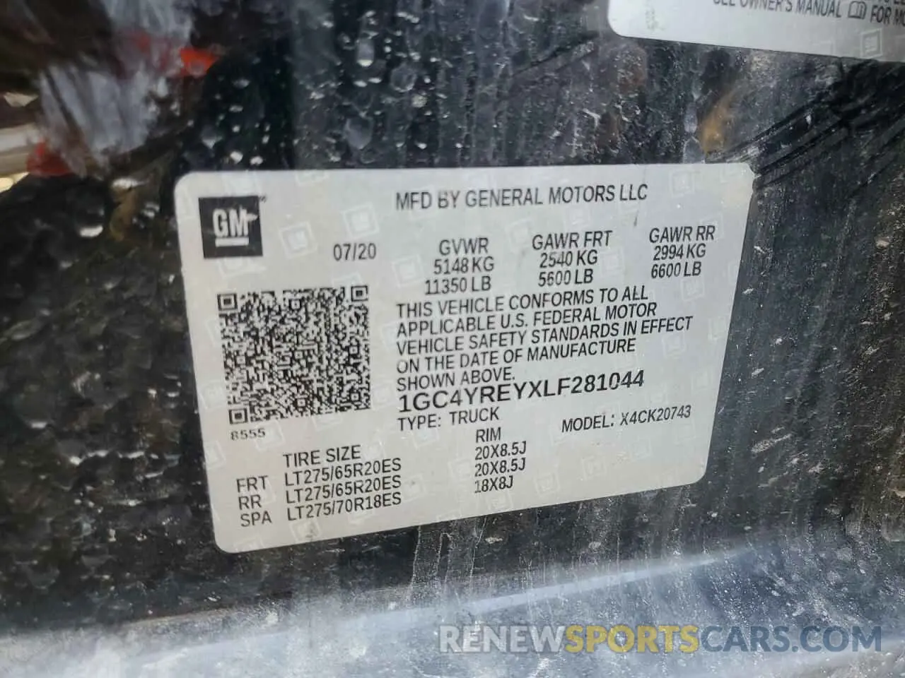 10 fotografías del automóvil dañado 1GC4YREYXLF281044 CHEVROLET ALL Models 2020