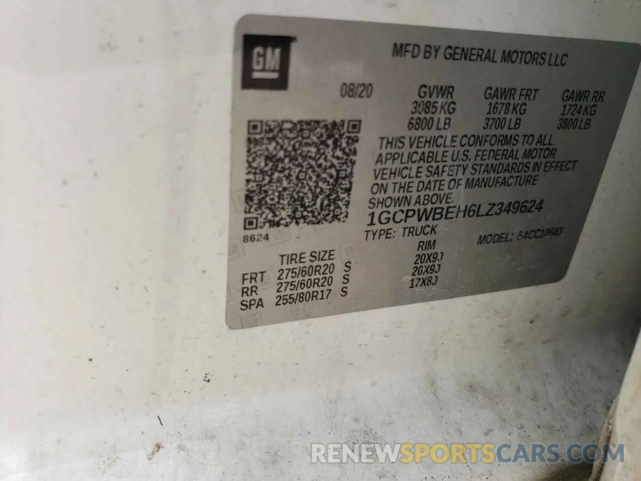12 fotografías del automóvil dañado 1GCPWBEH6LZ349624 CHEVROLET ALL Models 2020