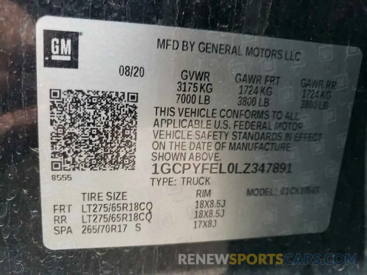 12 fotografías del automóvil dañado 1GCPYFEL0LZ347891 CHEVROLET ALL Models 2020