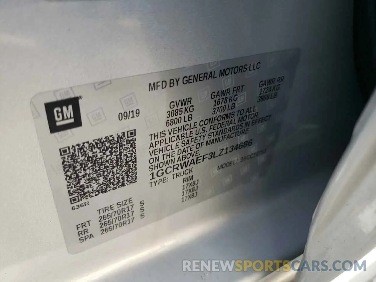 10 fotografías del automóvil dañado 1GCRWAEF3LZ134686 CHEVROLET ALL Models 2020