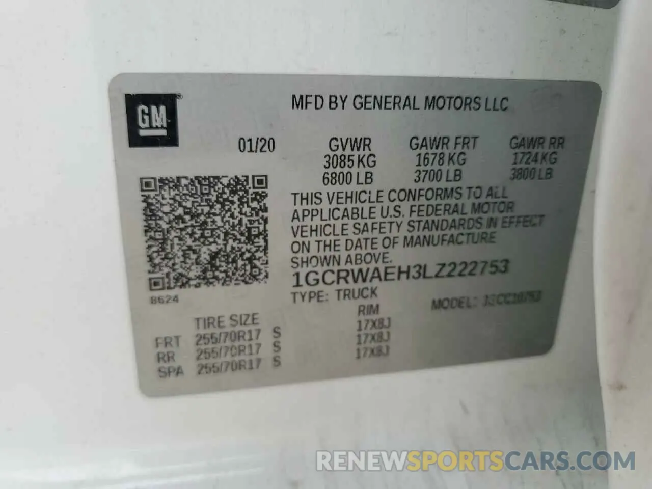 13 fotografías del automóvil dañado 1GCRWAEH3LZ222753 CHEVROLET ALL Models 2020