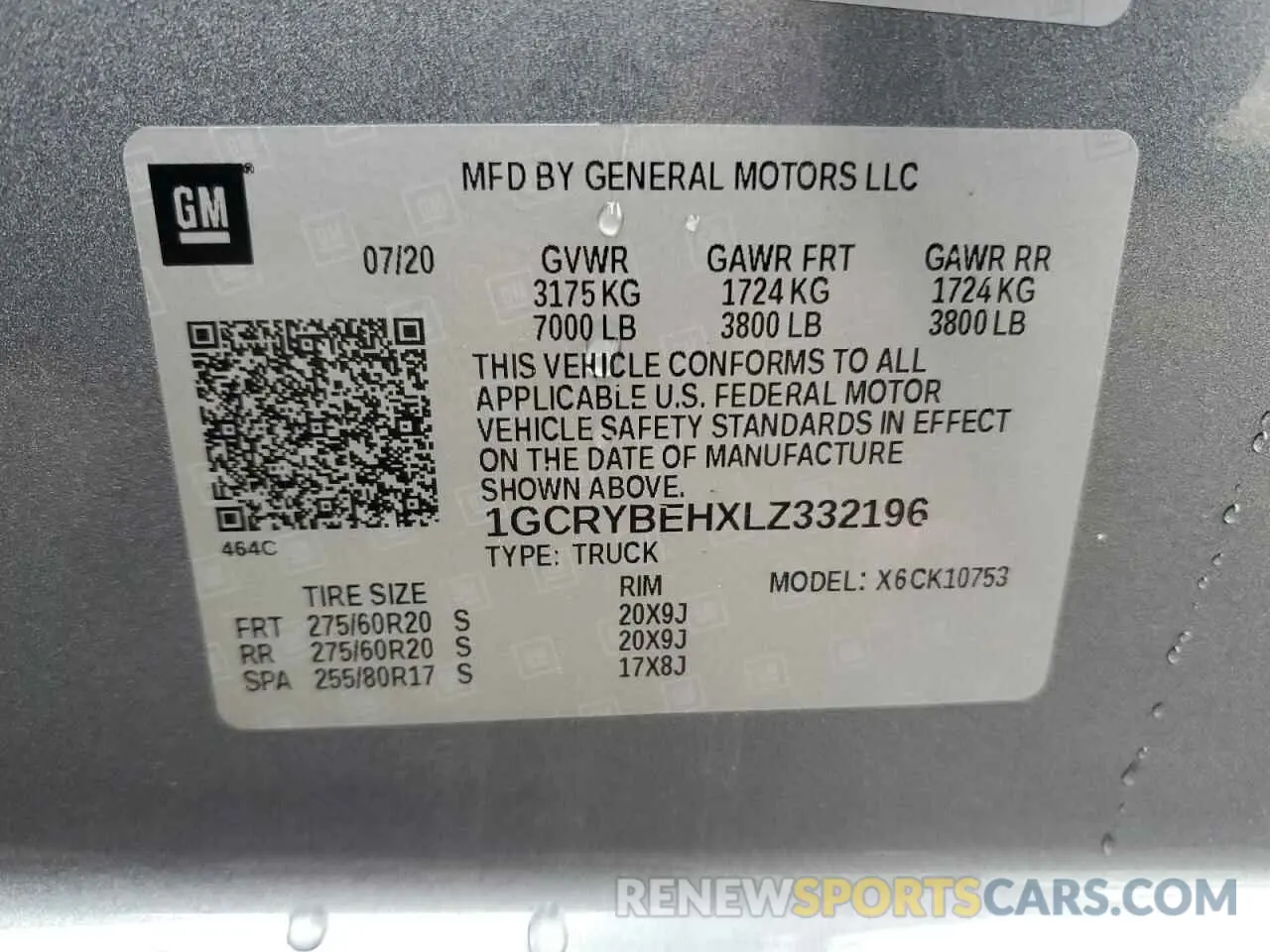 13 fotografías del automóvil dañado 1GCRYBEHXLZ332196 CHEVROLET ALL Models 2020