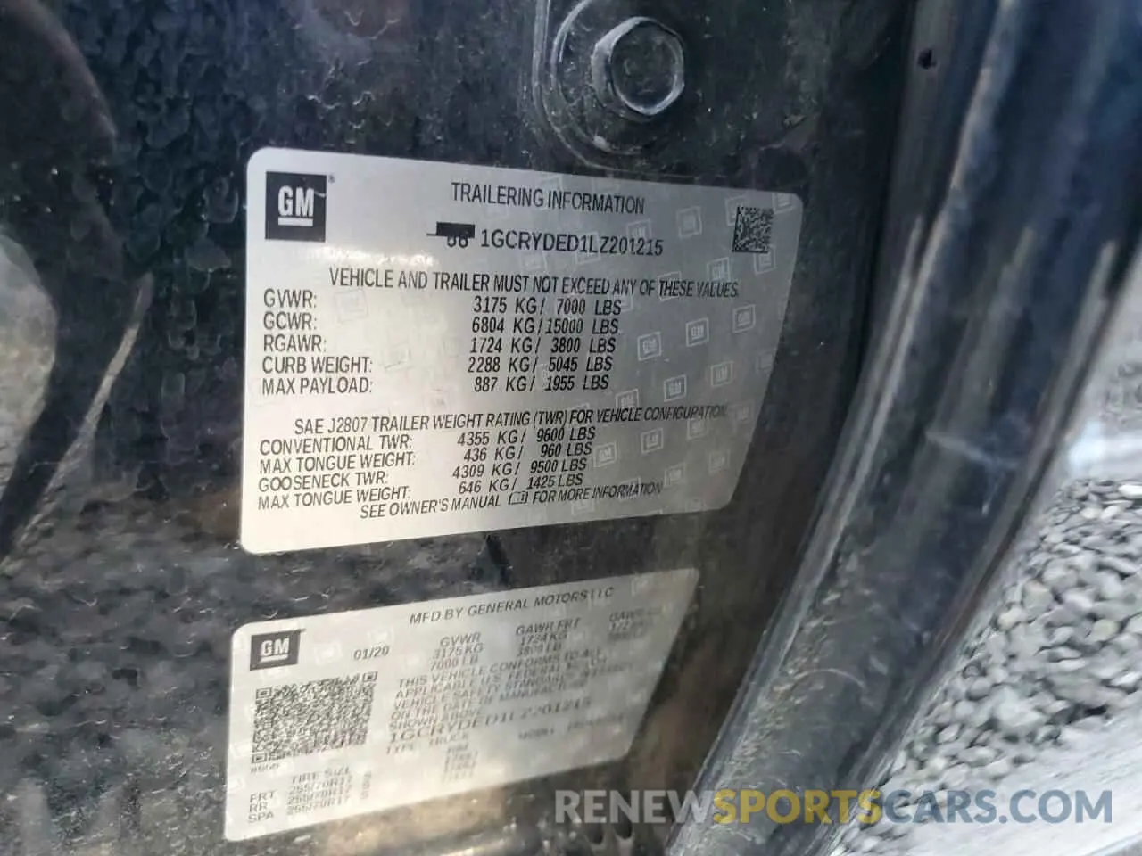 12 fotografías del automóvil dañado 1GCRYDED1LZ201215 CHEVROLET ALL Models 2020