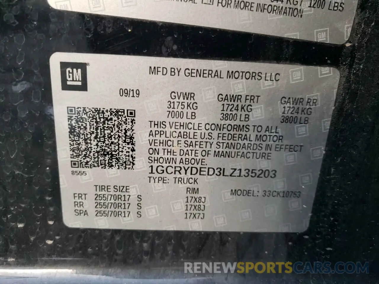 14 fotografías del automóvil dañado 1GCRYDED3LZ135203 CHEVROLET ALL Models 2020