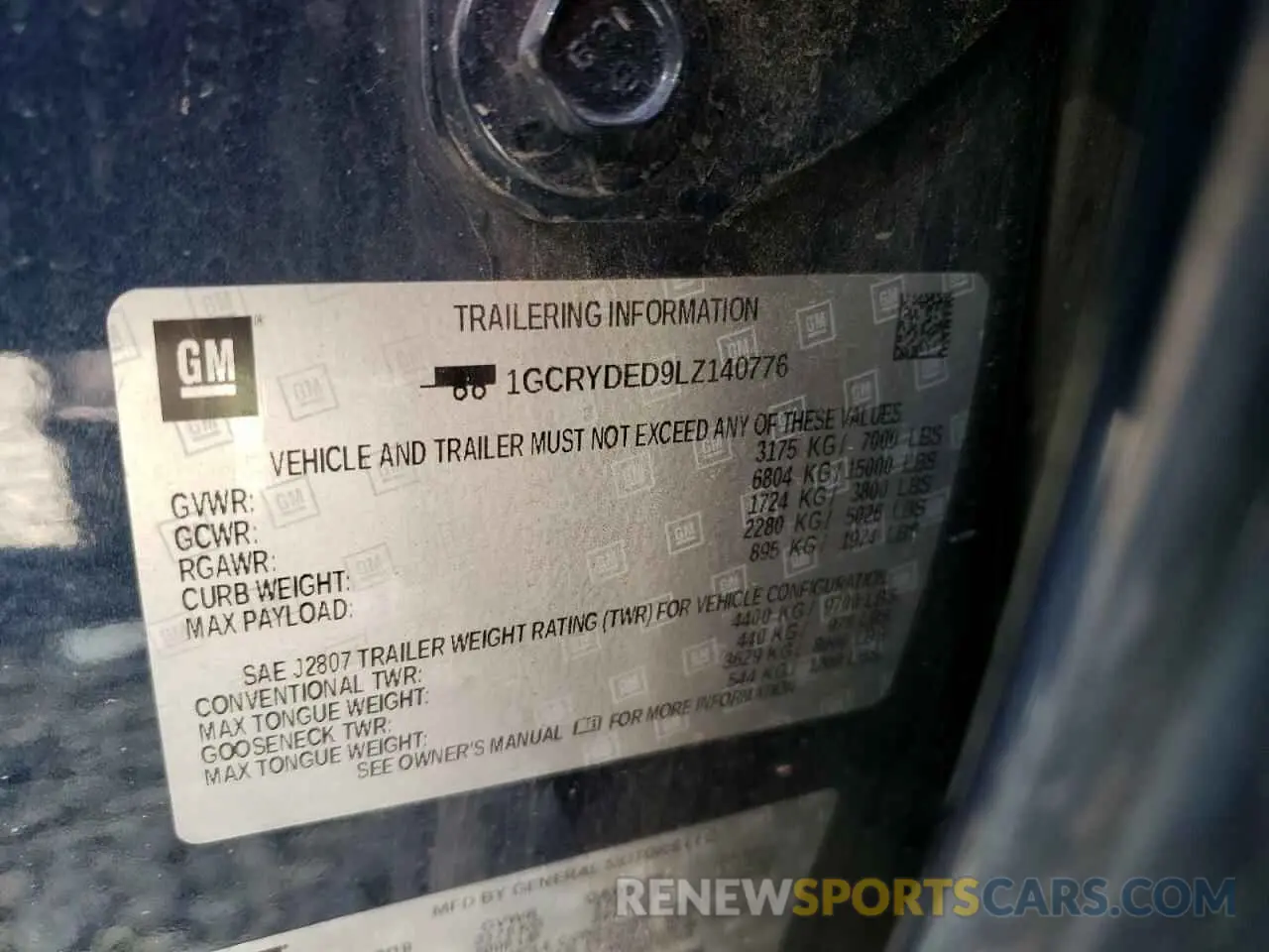 12 fotografías del automóvil dañado 1GCRYDED9LZ140776 CHEVROLET ALL Models 2020