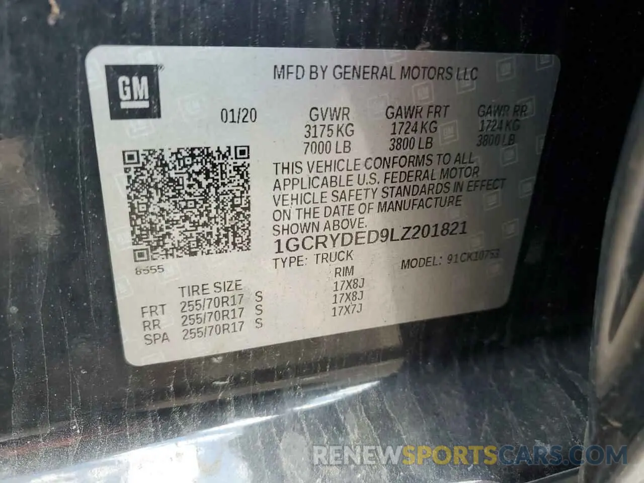 12 fotografías del automóvil dañado 1GCRYDED9LZ201821 CHEVROLET ALL Models 2020