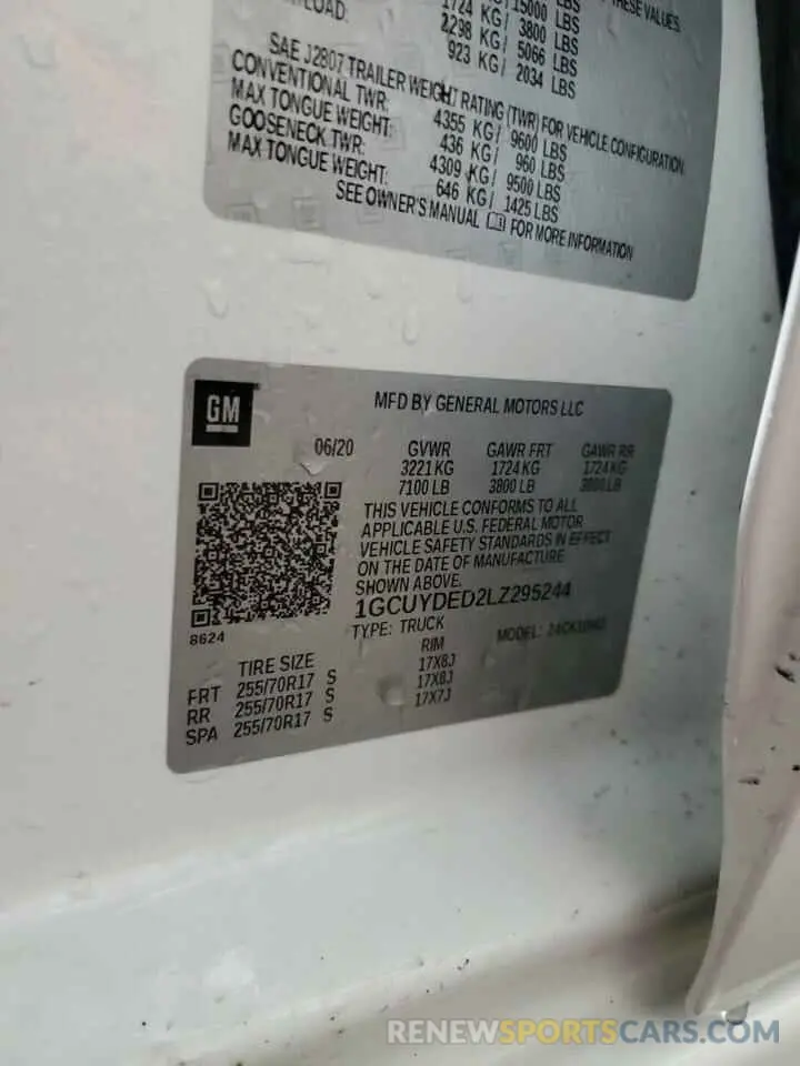 13 fotografías del automóvil dañado 1GCUYDED2LZ295244 CHEVROLET ALL Models 2020