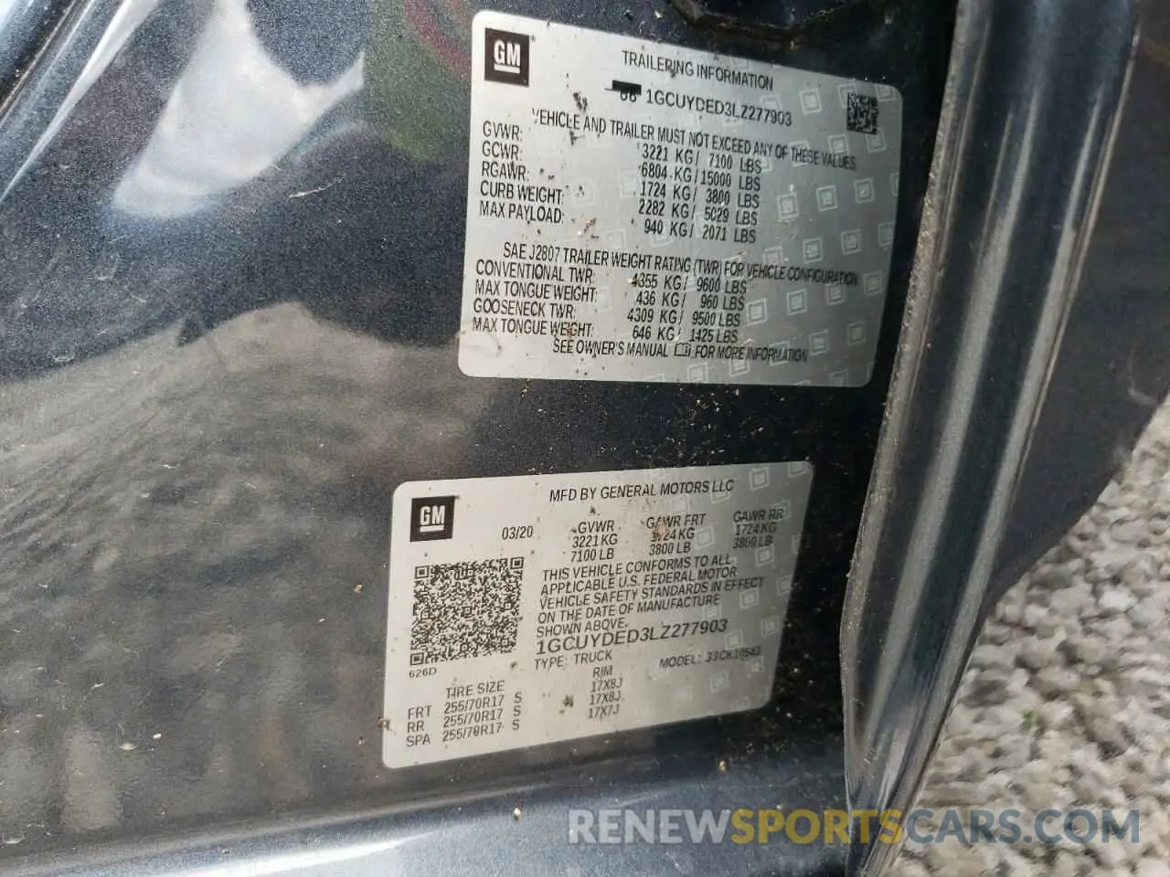 12 fotografías del automóvil dañado 1GCUYDED3LZ277903 CHEVROLET ALL Models 2020
