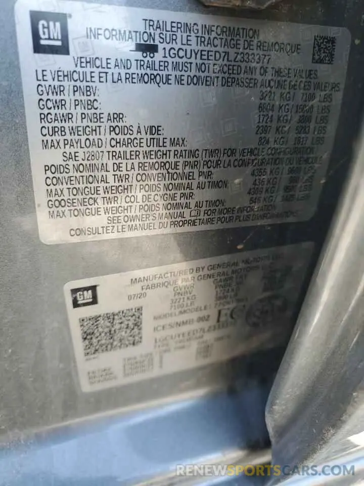 12 fotografías del automóvil dañado 1GCUYEED7LZ333377 CHEVROLET ALL Models 2020