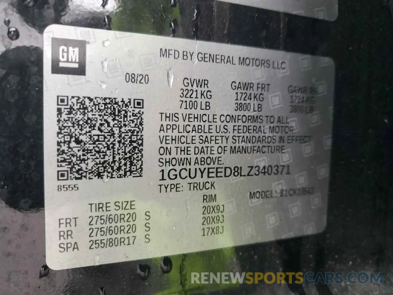 13 fotografías del automóvil dañado 1GCUYEED8LZ340371 CHEVROLET ALL Models 2020