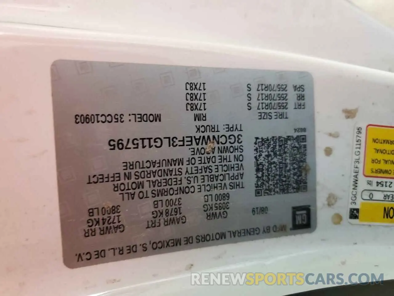 12 fotografías del automóvil dañado 3GCNWAEF3LG115795 CHEVROLET ALL Models 2020