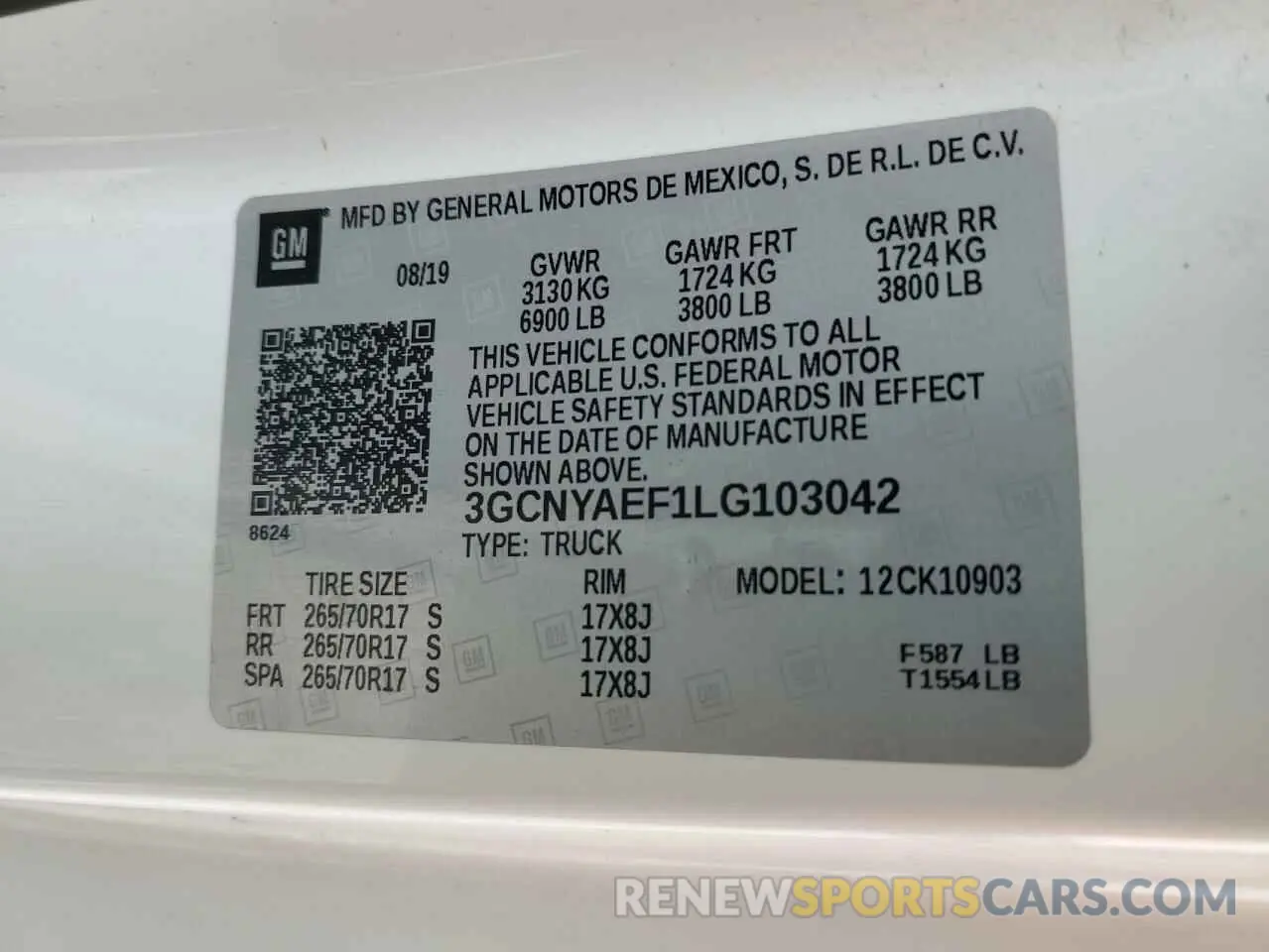 12 fotografías del automóvil dañado 3GCNYAEF1LG103042 CHEVROLET ALL Models 2020