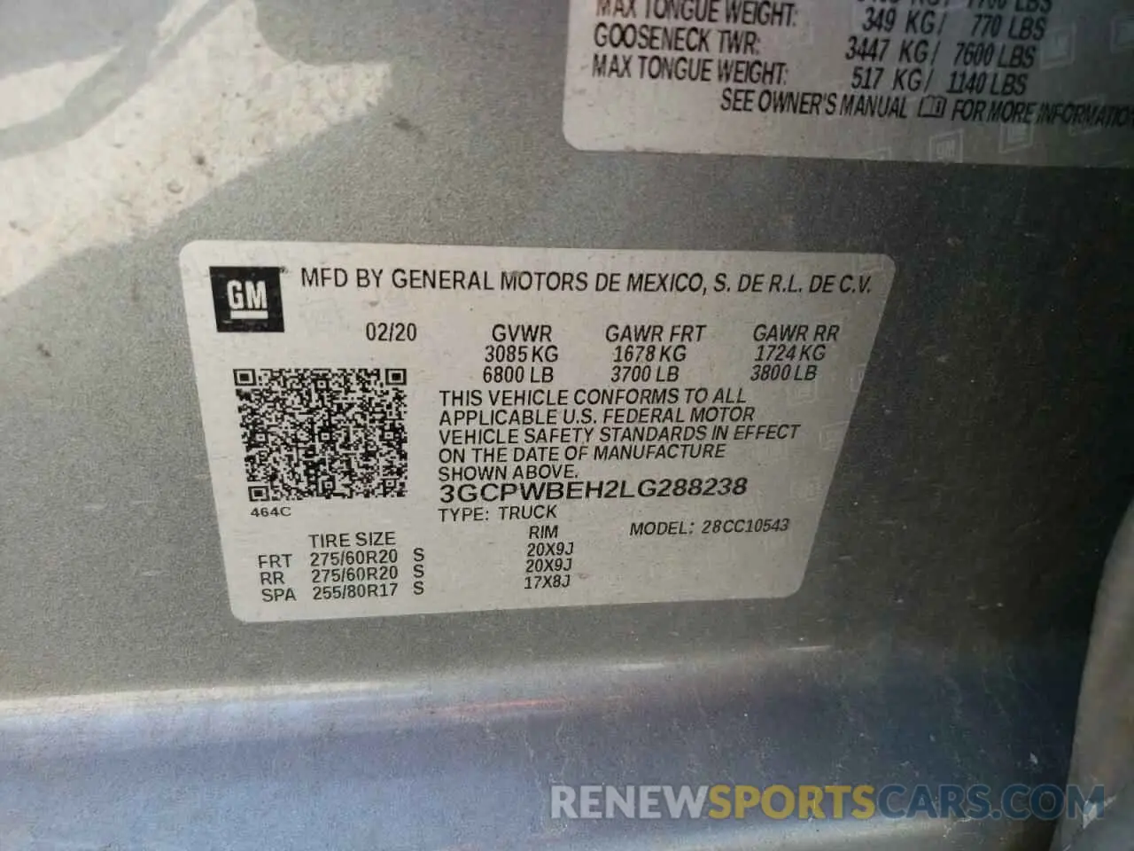 12 fotografías del automóvil dañado 3GCPWBEH2LG288238 CHEVROLET ALL Models 2020