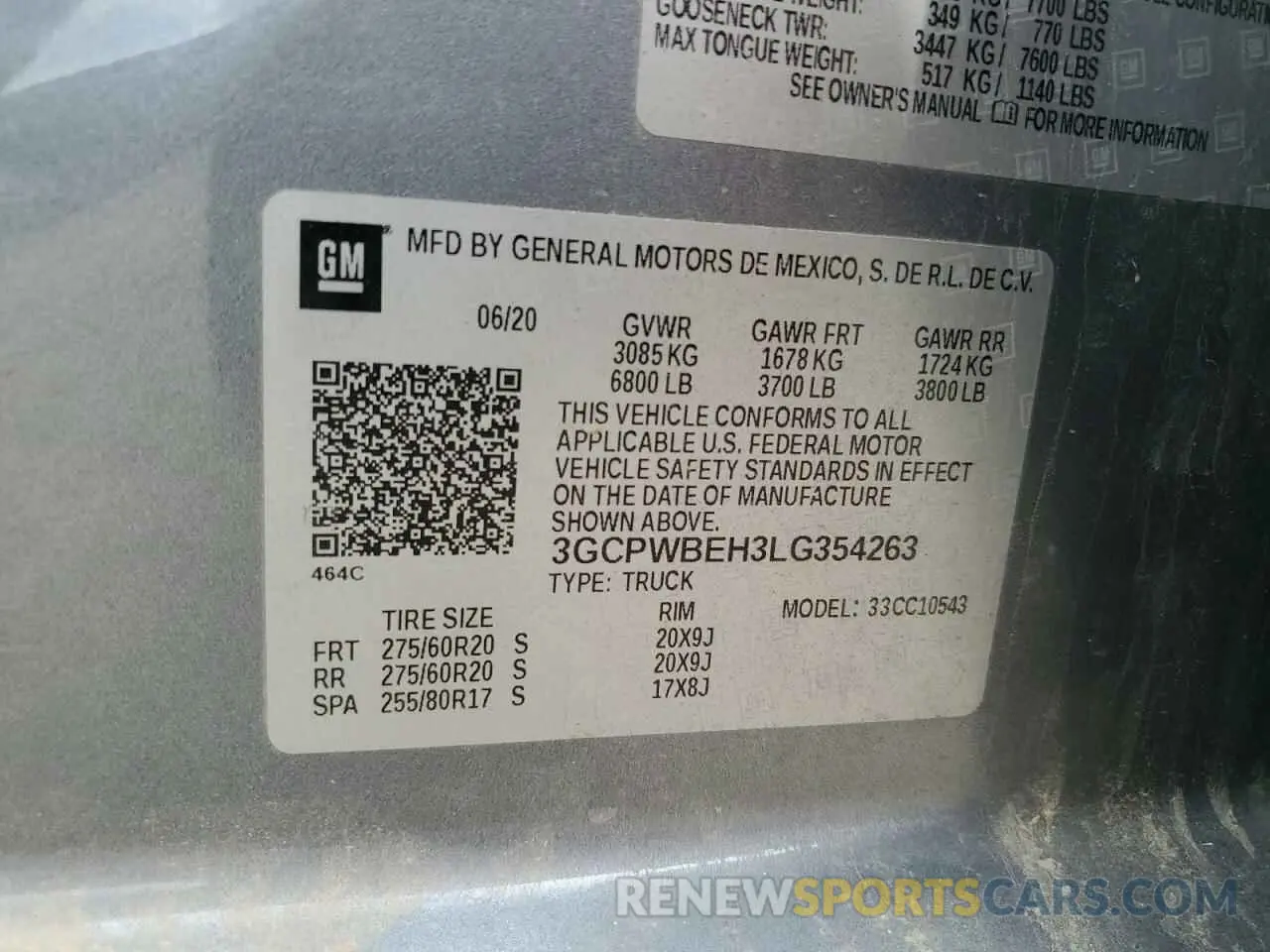 12 fotografías del automóvil dañado 3GCPWBEH3LG354263 CHEVROLET ALL Models 2020