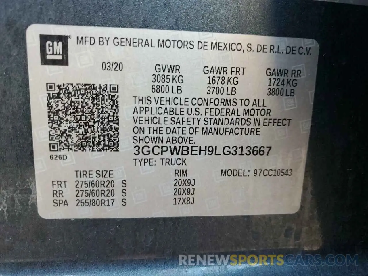 12 fotografías del automóvil dañado 3GCPWBEH9LG313667 CHEVROLET ALL Models 2020