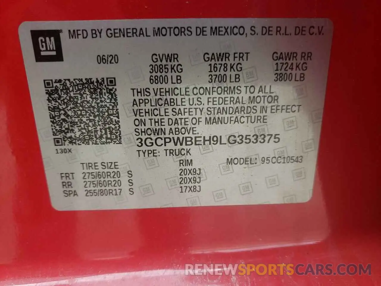 12 fotografías del automóvil dañado 3GCPWBEH9LG353375 CHEVROLET ALL Models 2020