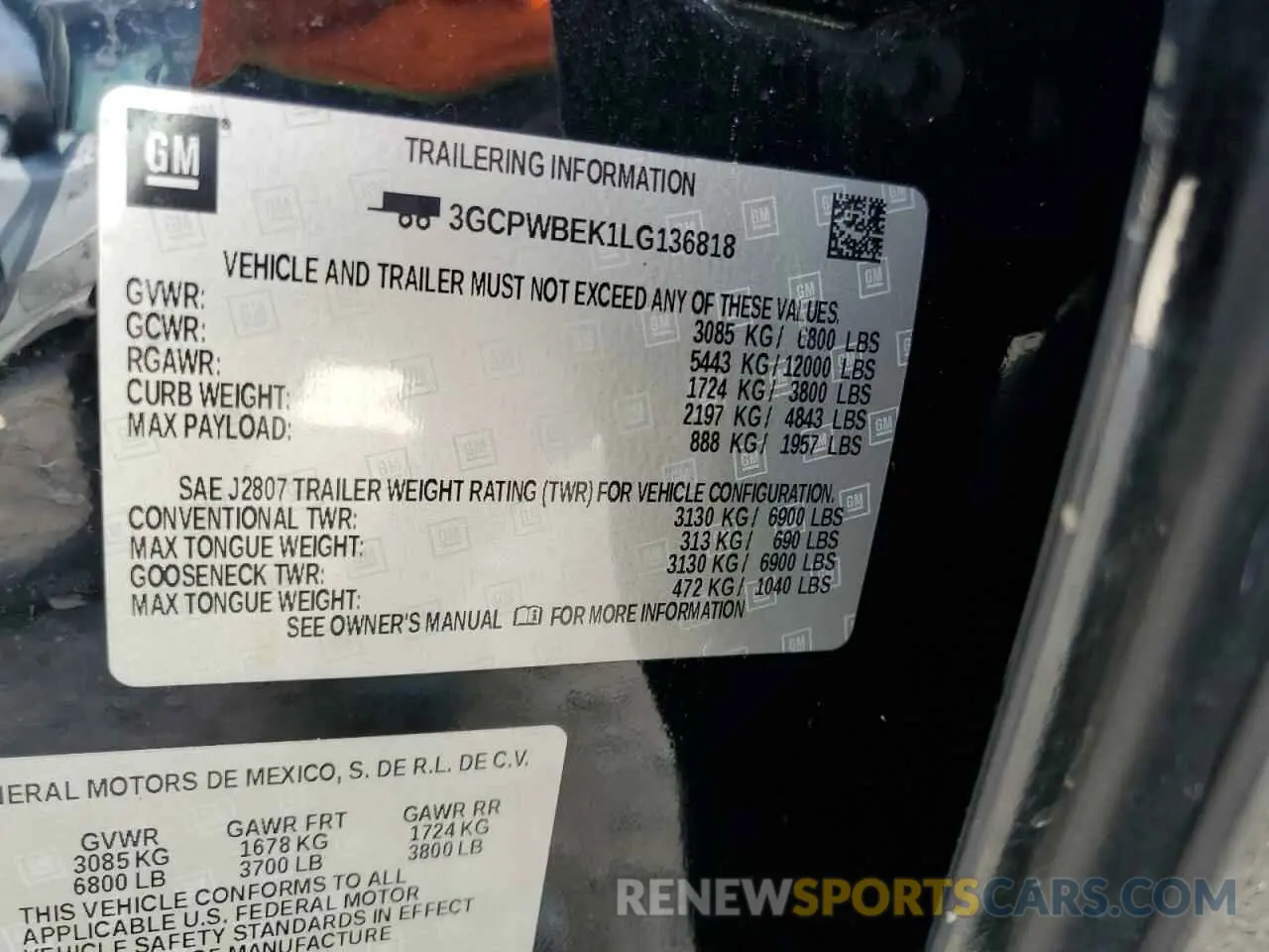 13 fotografías del automóvil dañado 3GCPWBEK1LG136818 CHEVROLET ALL Models 2020