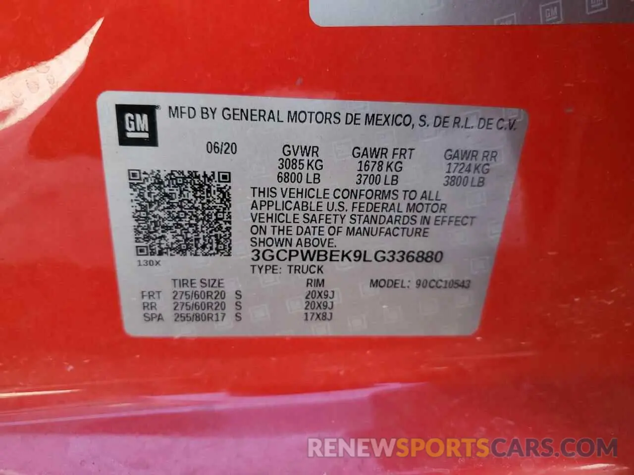 12 fotografías del automóvil dañado 3GCPWBEK9LG336880 CHEVROLET ALL Models 2020