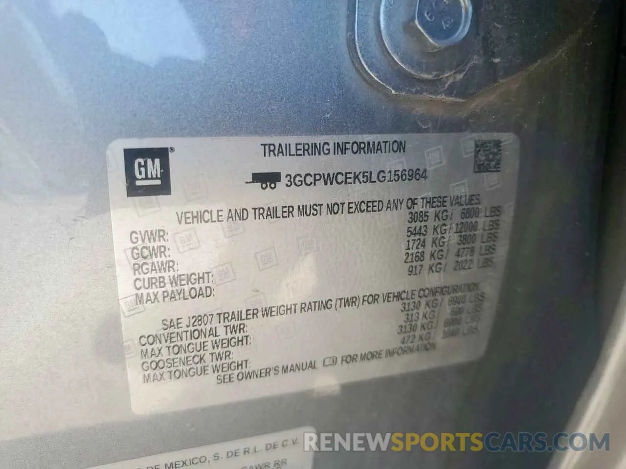 12 fotografías del automóvil dañado 3GCPWCEK5LG156964 CHEVROLET ALL Models 2020