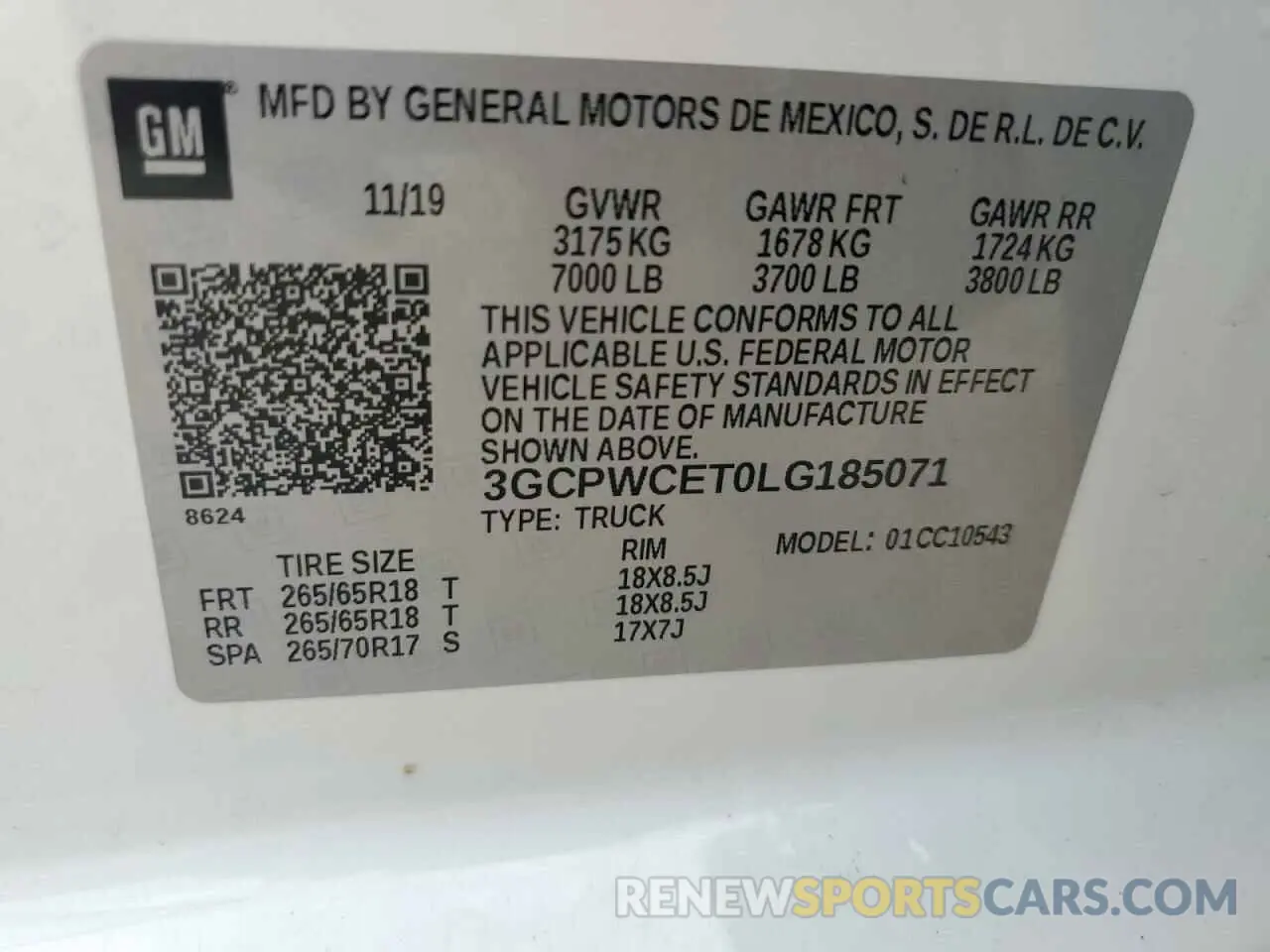 12 fotografías del automóvil dañado 3GCPWCET0LG185071 CHEVROLET ALL Models 2020