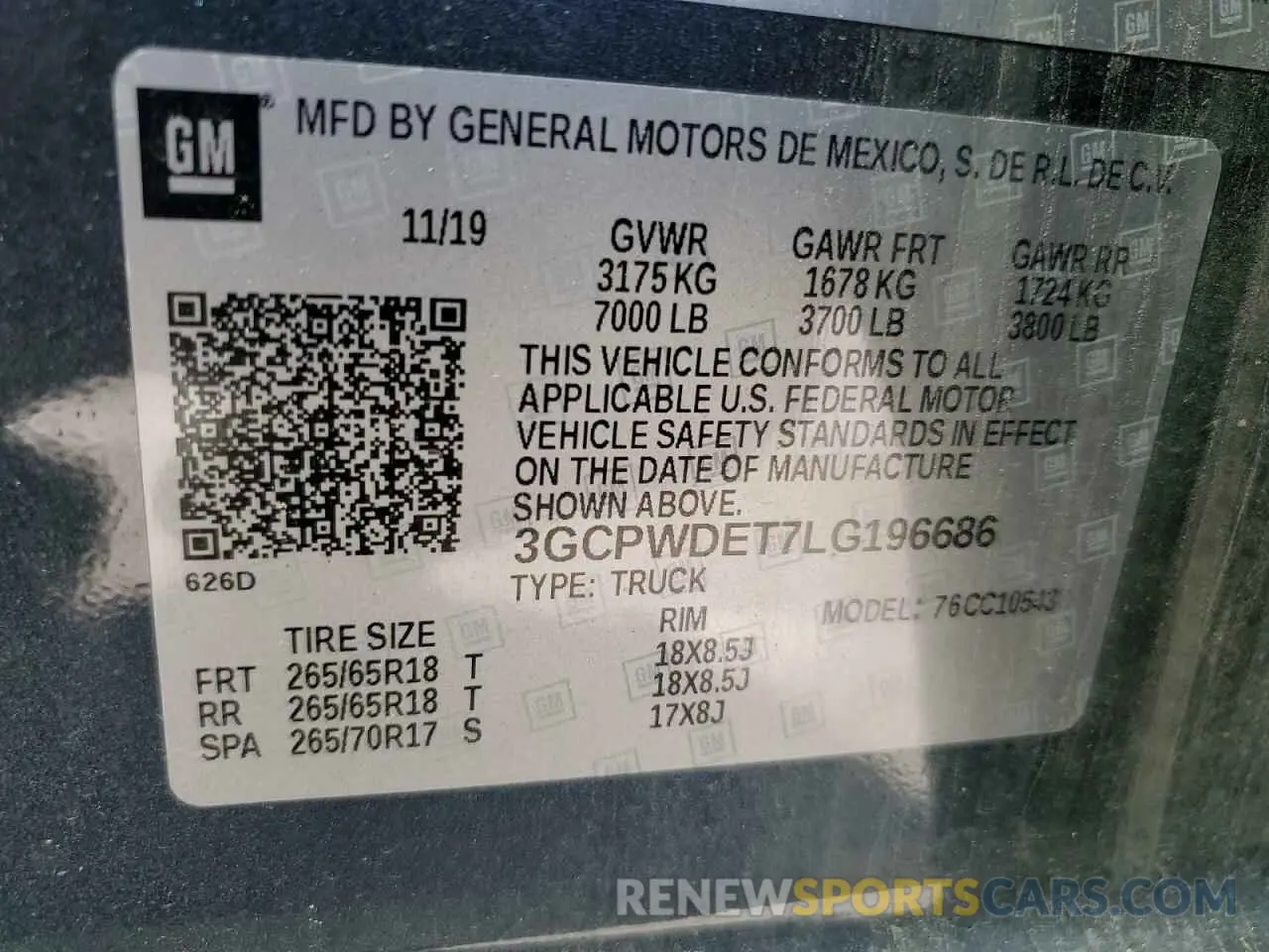 13 fotografías del automóvil dañado 3GCPWDET7LG196686 CHEVROLET ALL Models 2020