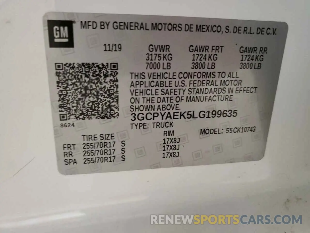 13 fotografías del automóvil dañado 3GCPYAEK5LG199635 CHEVROLET ALL Models 2020