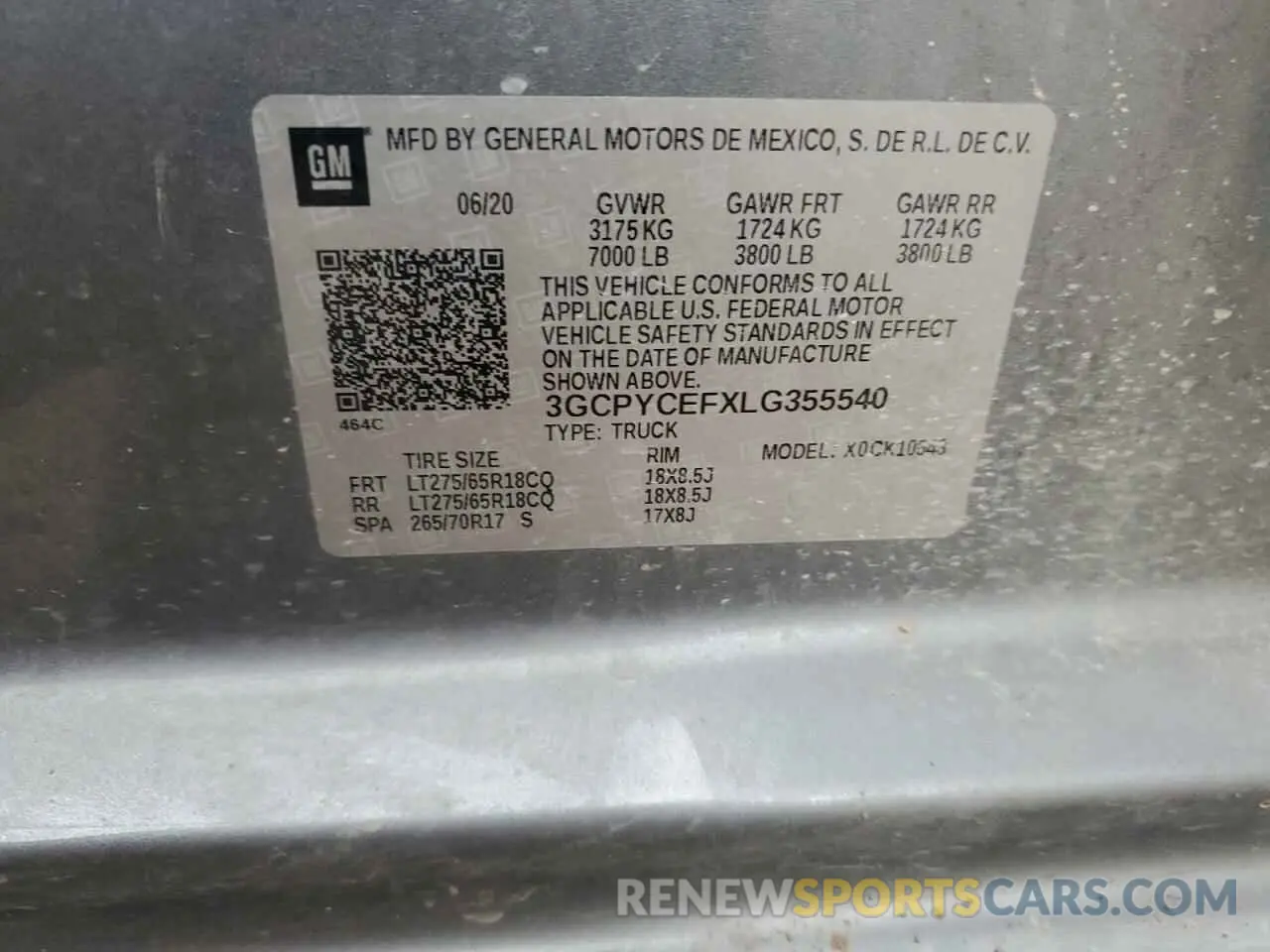 12 fotografías del automóvil dañado 3GCPYCEFXLG355540 CHEVROLET ALL Models 2020