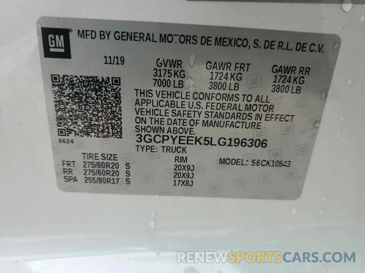 12 fotografías del automóvil dañado 3GCPYEEK5LG196306 CHEVROLET ALL Models 2020