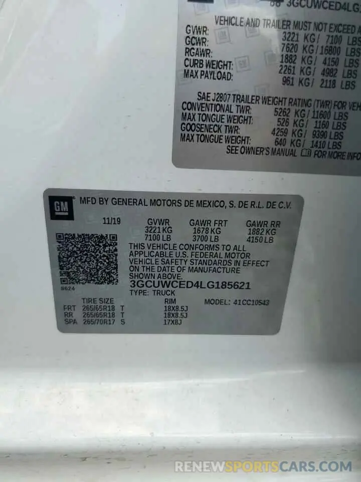 13 fotografías del automóvil dañado 3GCUWCED4LG185621 CHEVROLET ALL Models 2020