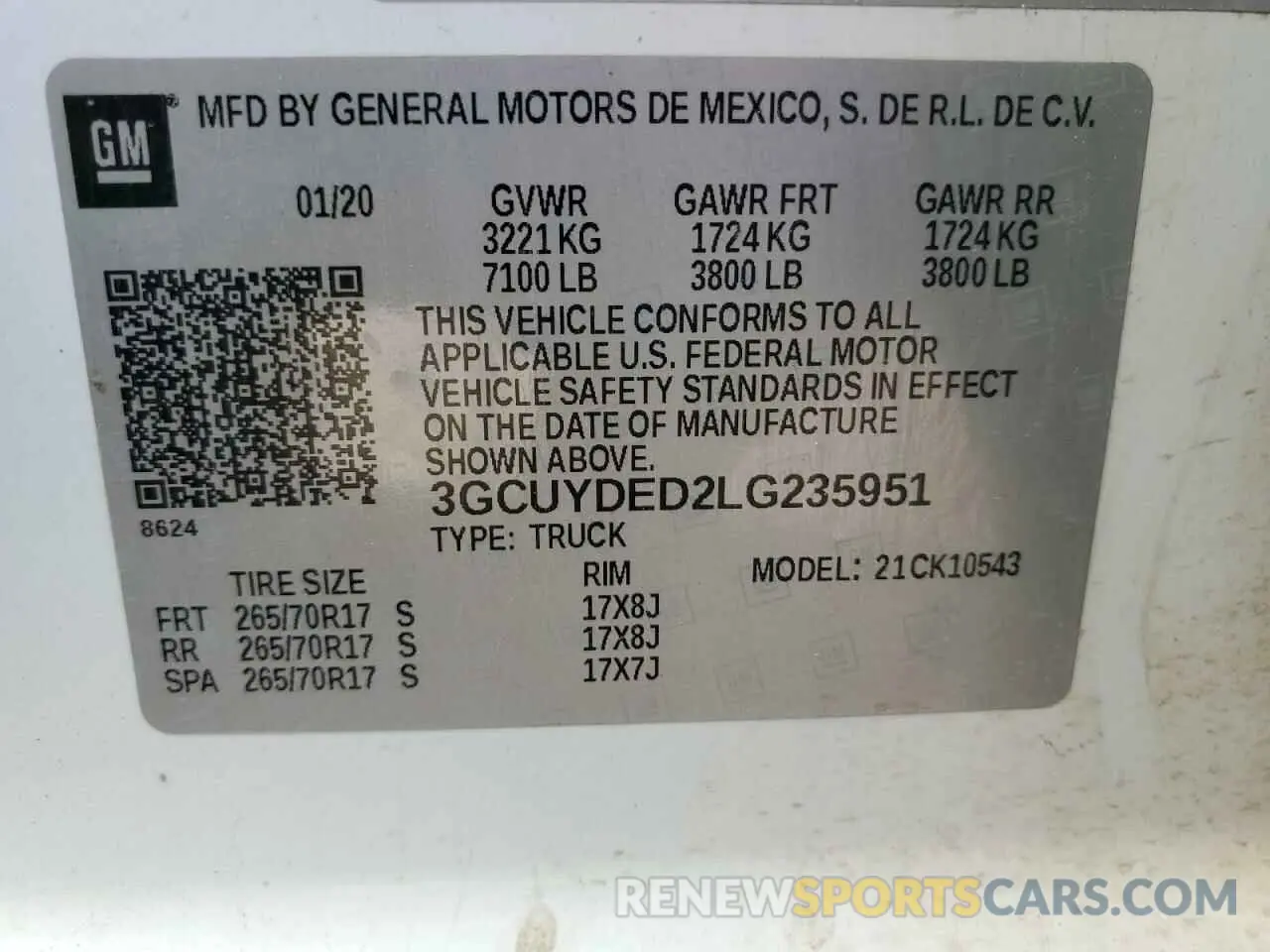12 fotografías del automóvil dañado 3GCUYDED2LG235951 CHEVROLET ALL Models 2020