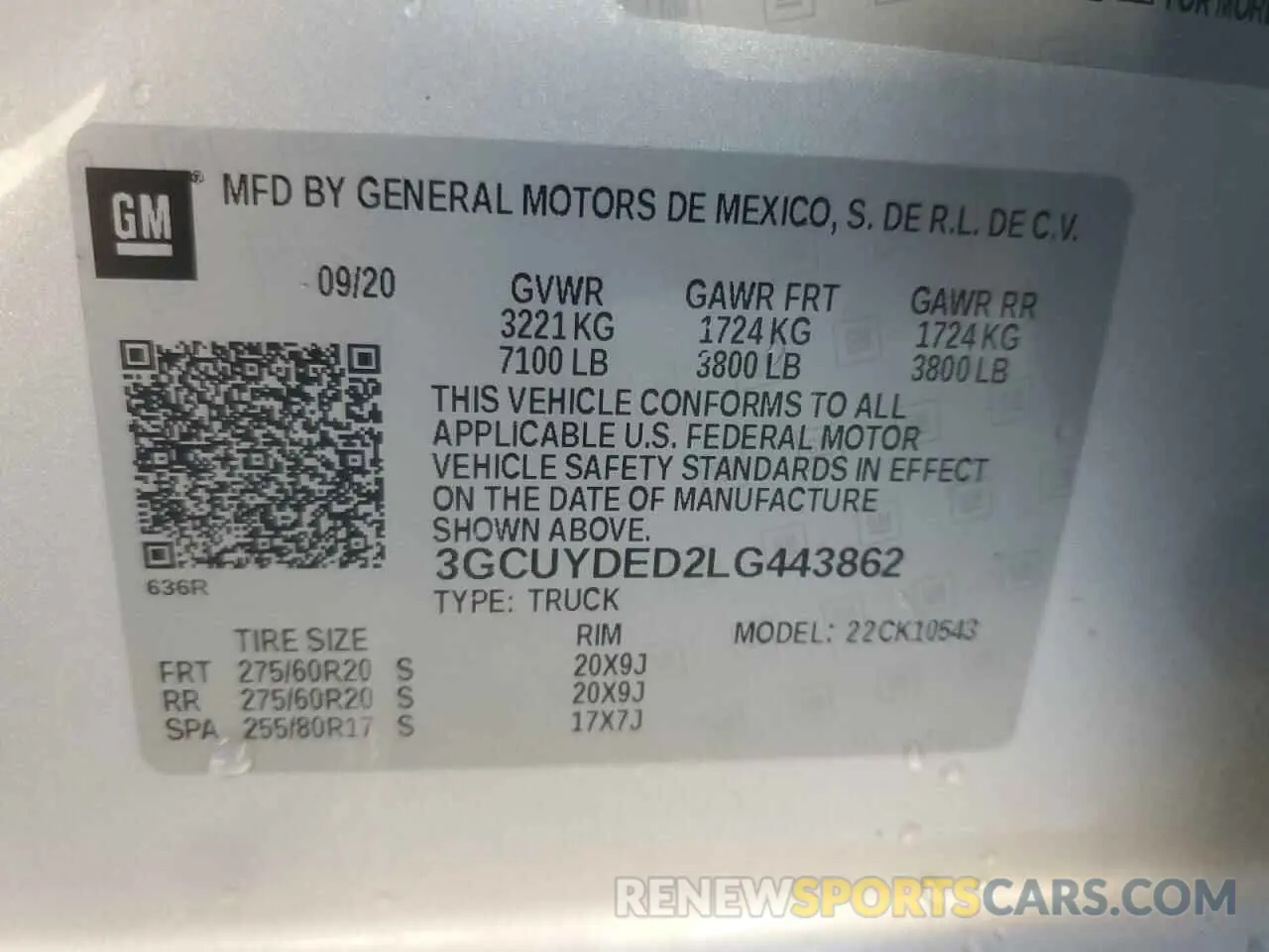 12 fotografías del automóvil dañado 3GCUYDED2LG443862 CHEVROLET ALL Models 2020