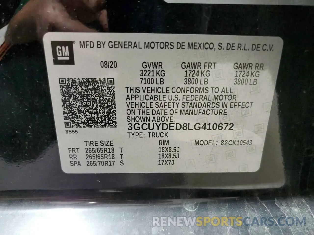 12 fotografías del automóvil dañado 3GCUYDED8LG410672 CHEVROLET ALL Models 2020