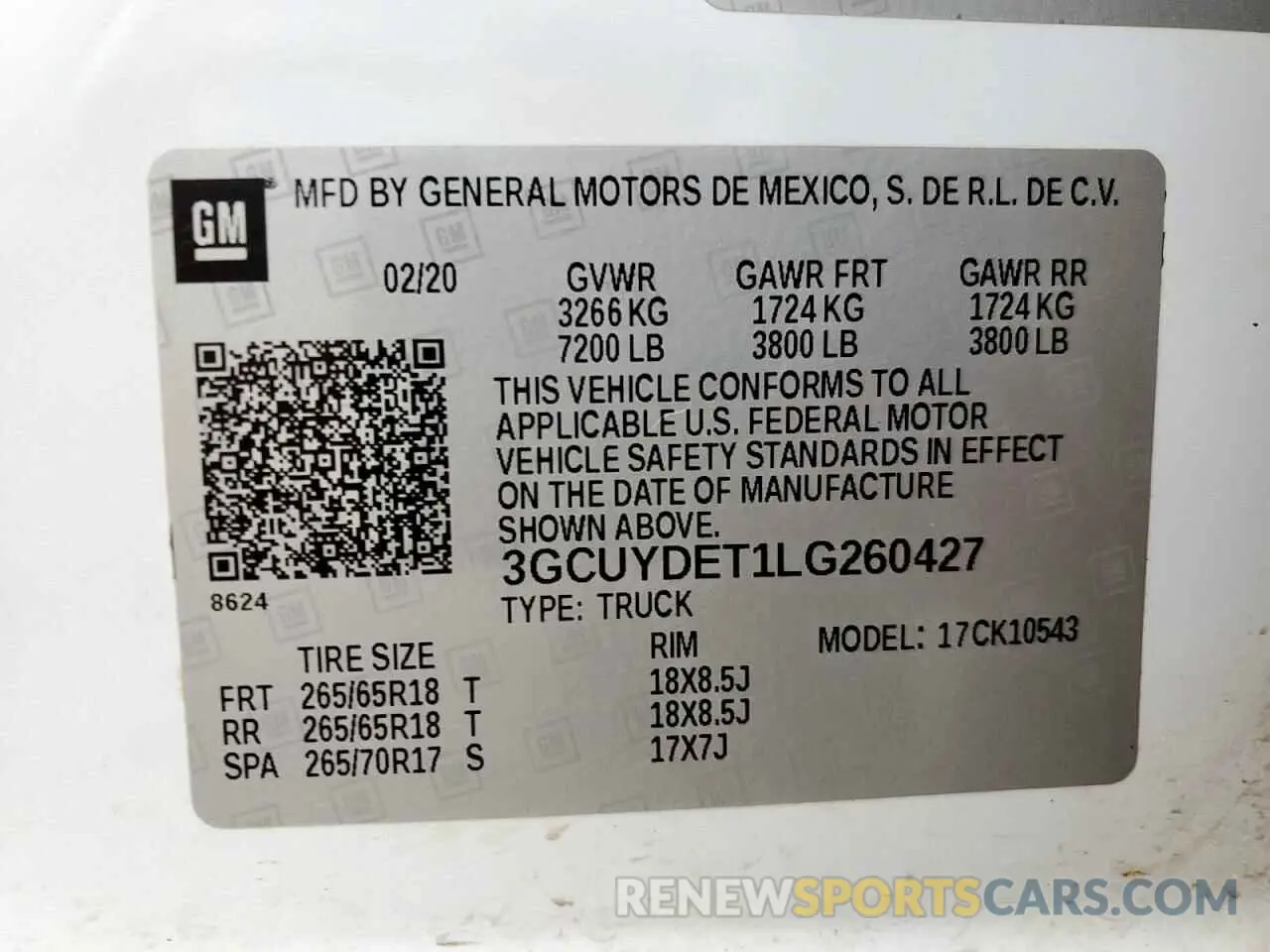 12 fotografías del automóvil dañado 3GCUYDET1LG260427 CHEVROLET ALL Models 2020