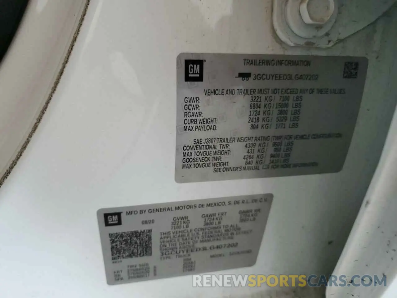 12 fotografías del automóvil dañado 3GCUYEED3LG407202 CHEVROLET ALL Models 2020