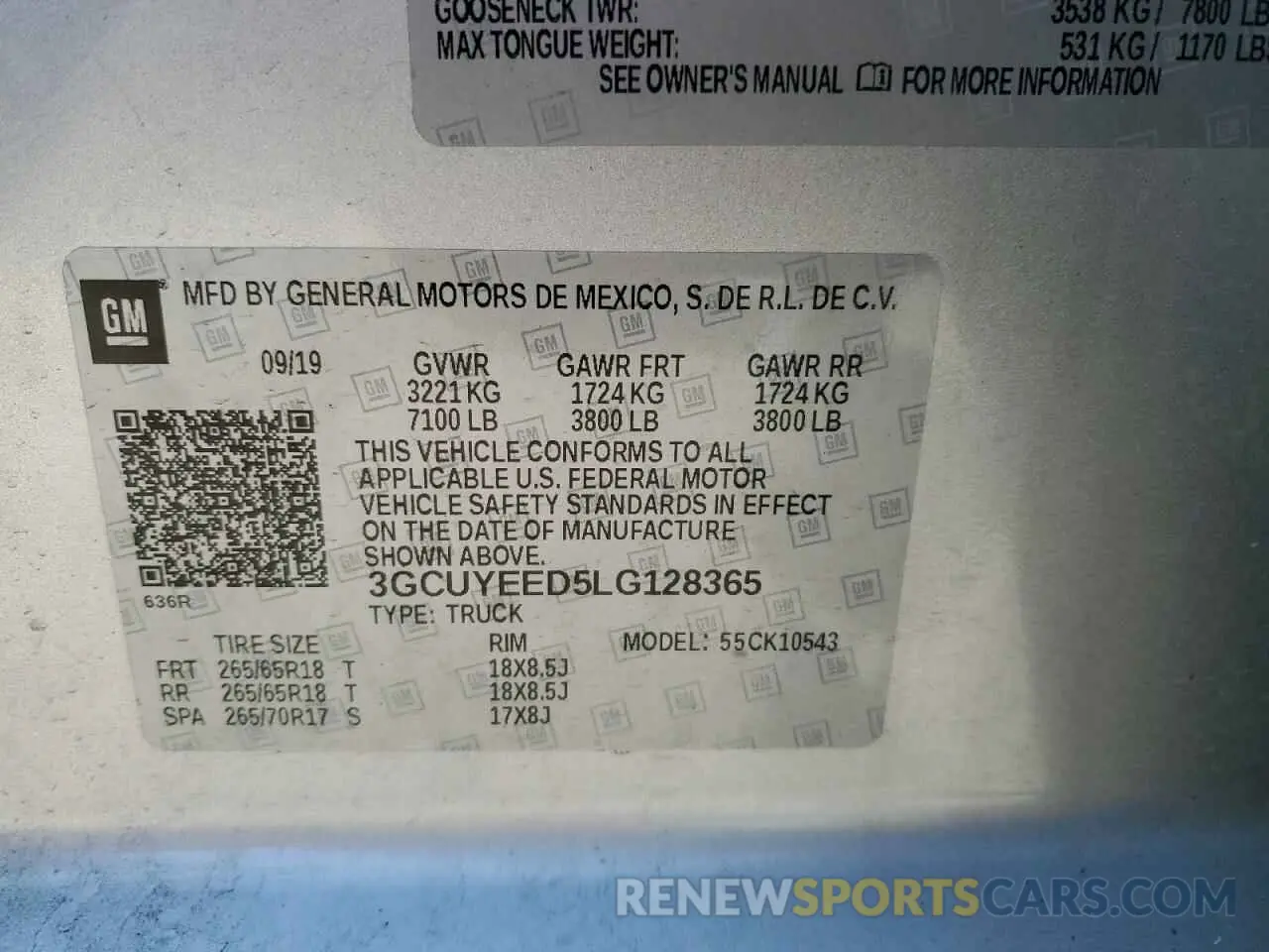 12 fotografías del automóvil dañado 3GCUYEED5LG128365 CHEVROLET ALL Models 2020