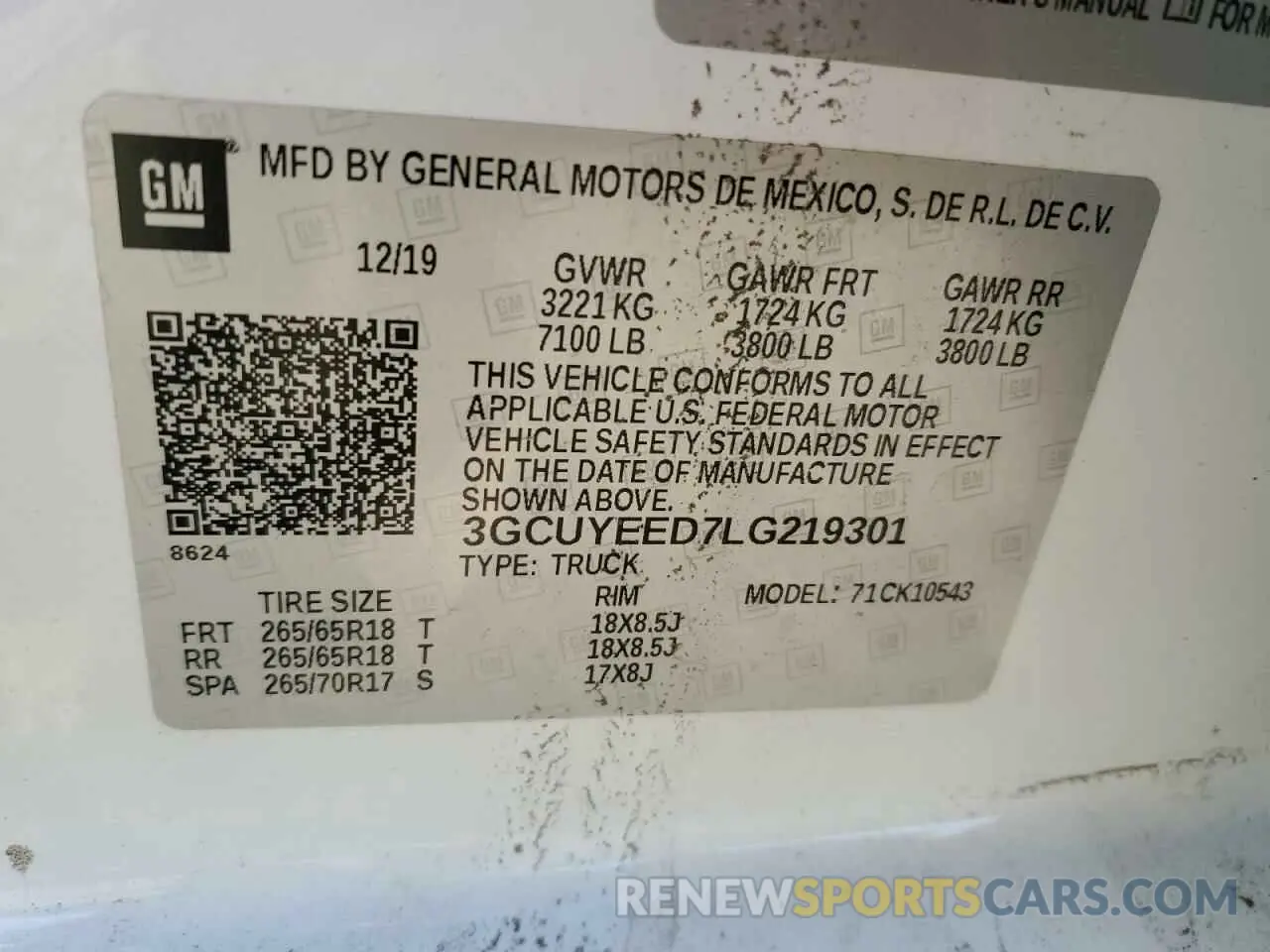 13 fotografías del automóvil dañado 3GCUYEED7LG219301 CHEVROLET ALL Models 2020