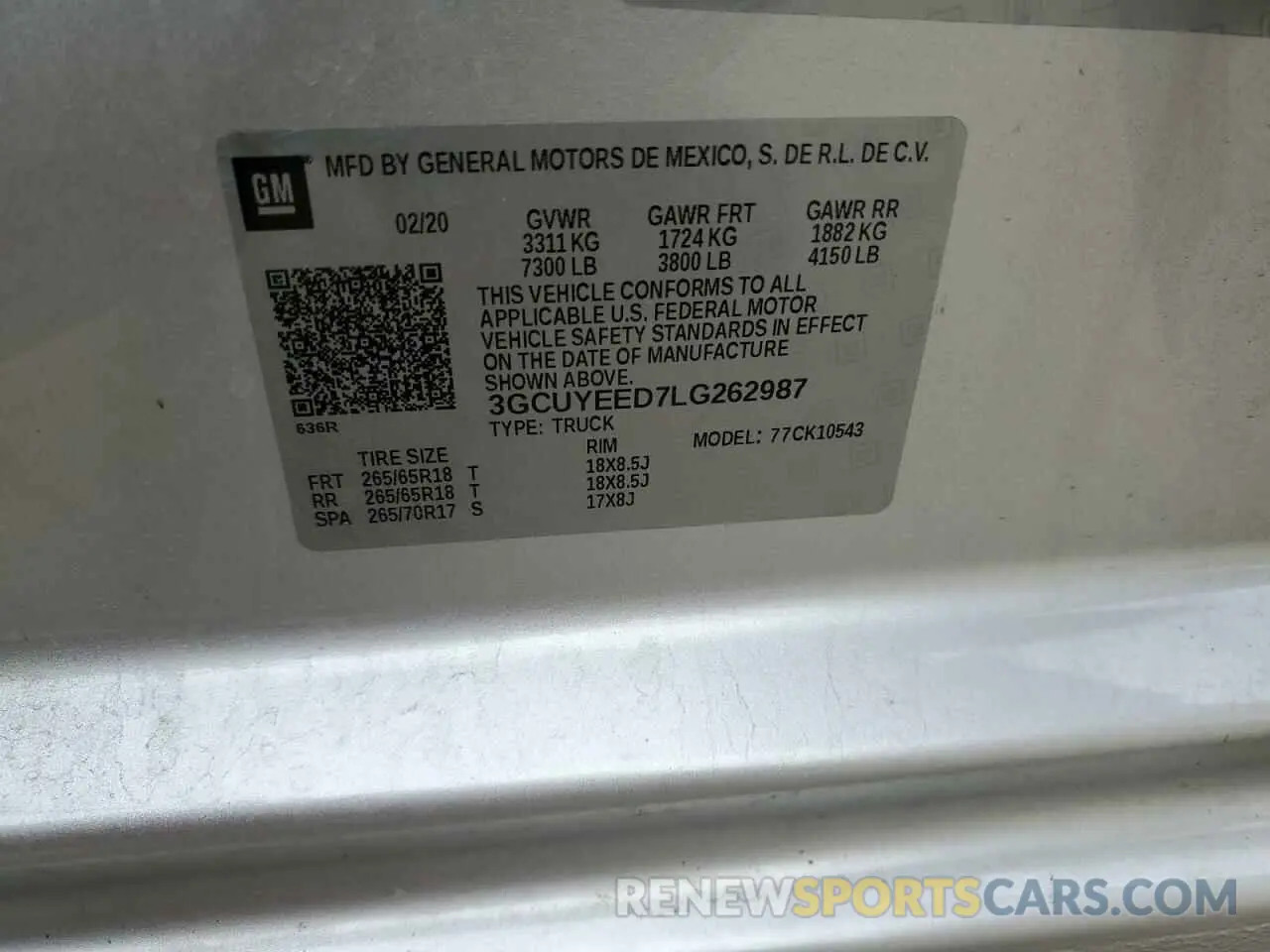 12 fotografías del automóvil dañado 3GCUYEED7LG262987 CHEVROLET ALL Models 2020
