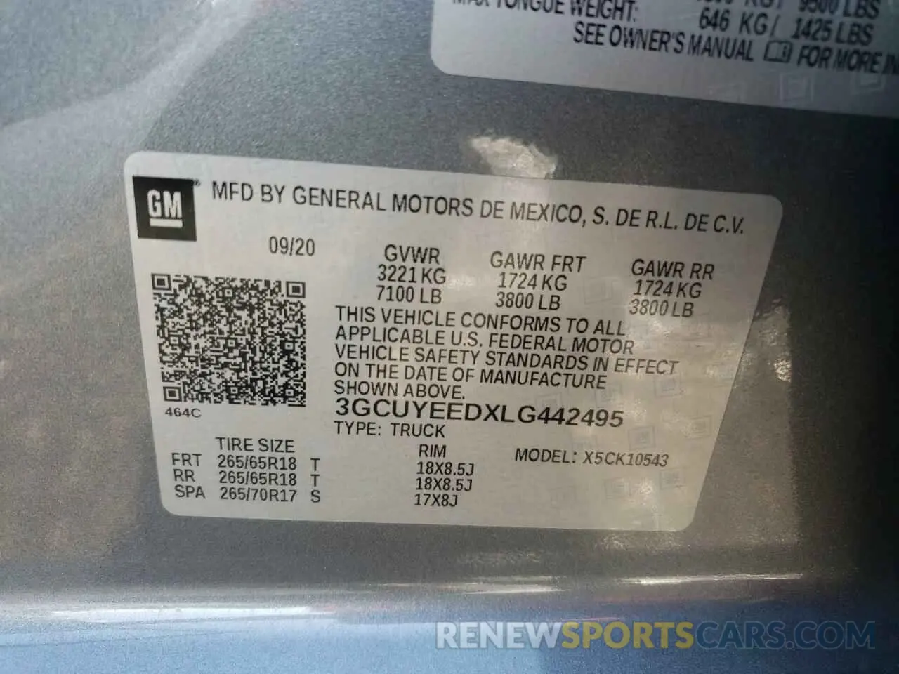 12 fotografías del automóvil dañado 3GCUYEEDXLG442495 CHEVROLET ALL Models 2020
