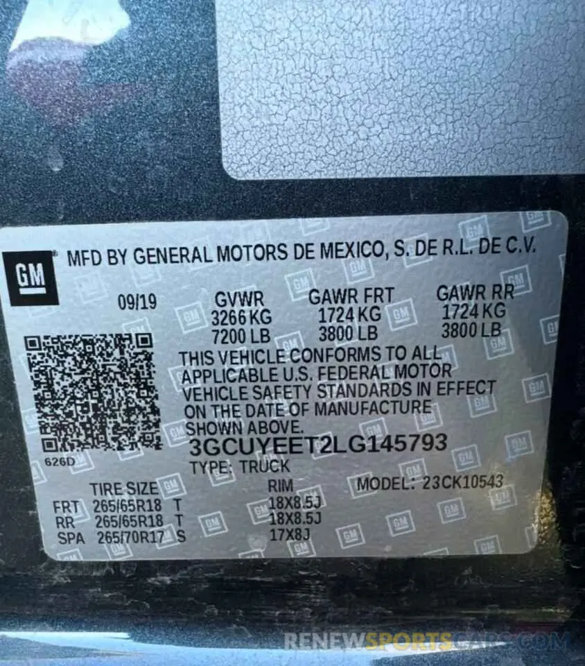 10 fotografías del automóvil dañado 3GCUYEET2LG145793 CHEVROLET ALL Models 2020