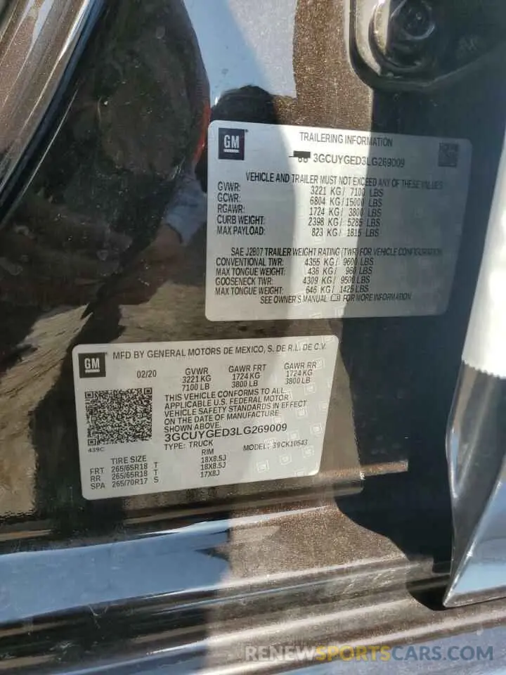 13 fotografías del automóvil dañado 3GCUYGED3LG269009 CHEVROLET ALL Models 2020