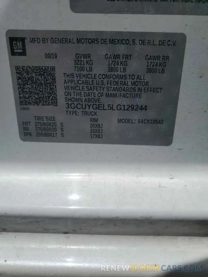 12 fotografías del automóvil dañado 3GCUYGEL5LG129244 CHEVROLET ALL Models 2020