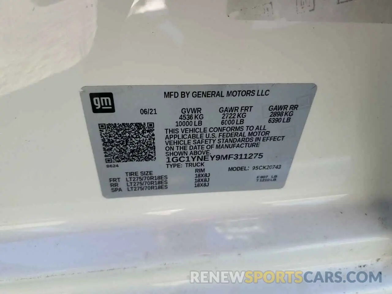 13 fotografías del automóvil dañado 1GC1YNEY9MF311275 CHEVROLET ALL Models 2021