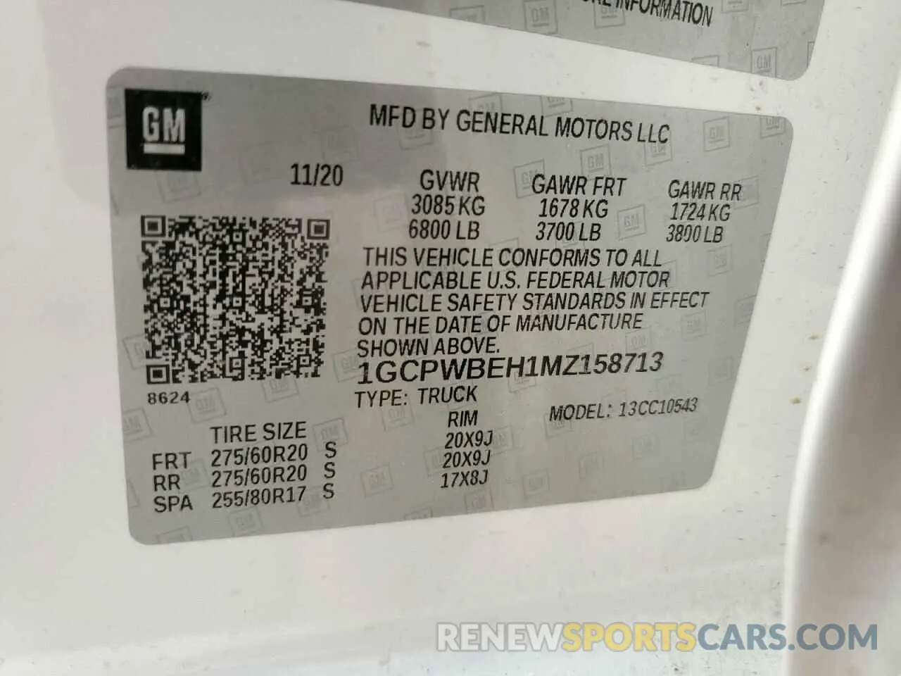 12 fotografías del automóvil dañado 1GCPWBEH1MZ158713 CHEVROLET ALL Models 2021